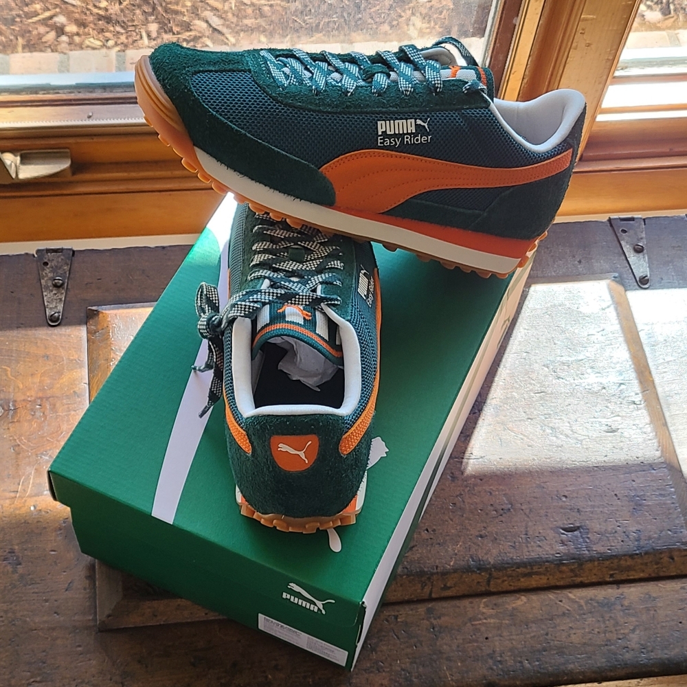 Puma Easy Rider Sneakers - Size 10 Green and Orange